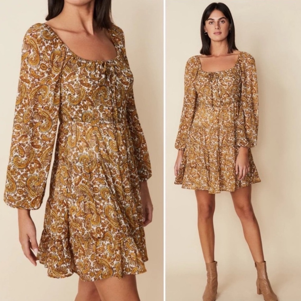 Faithfull The Brand Indira Mini Dress La Medina Paisley Print Viscose Size 4
